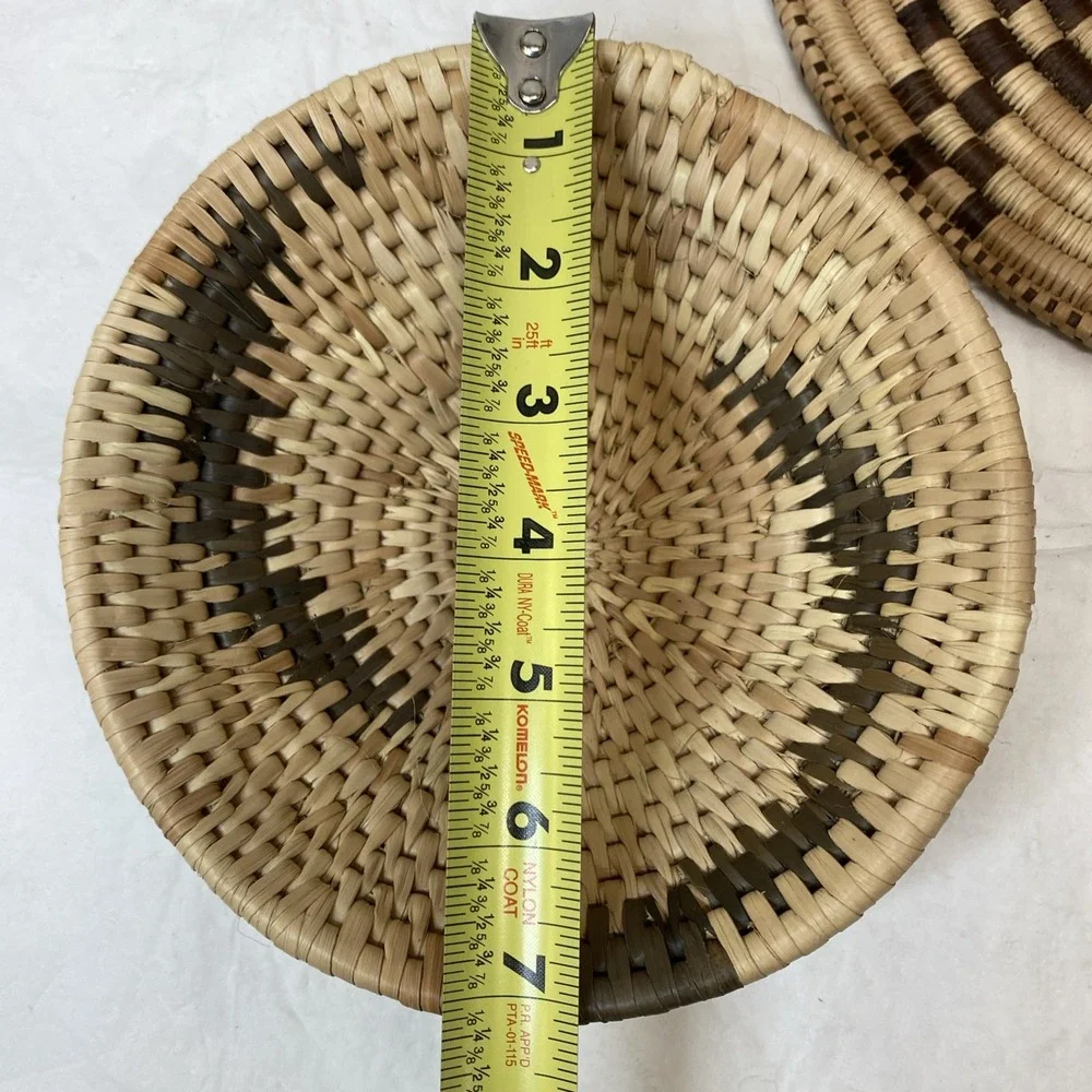 Botswana? Handwoven Coiled Lot Basket Bowls Hanging Art‎ Boho Tribal Coastal
